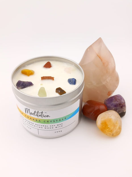 Natural Soy Wax Candle with Crystals