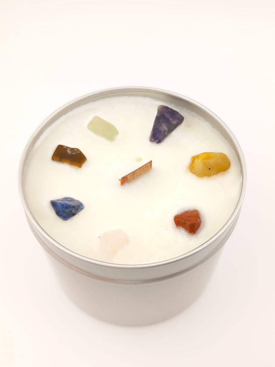 Natural Soy Wax Candle with Crystals