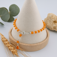 Carnelian and Sterling Silver Bead Bracelet with Teardrop Accent