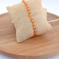 Carnelian and Sterling Silver Bead Bracelet with Teardrop Accent