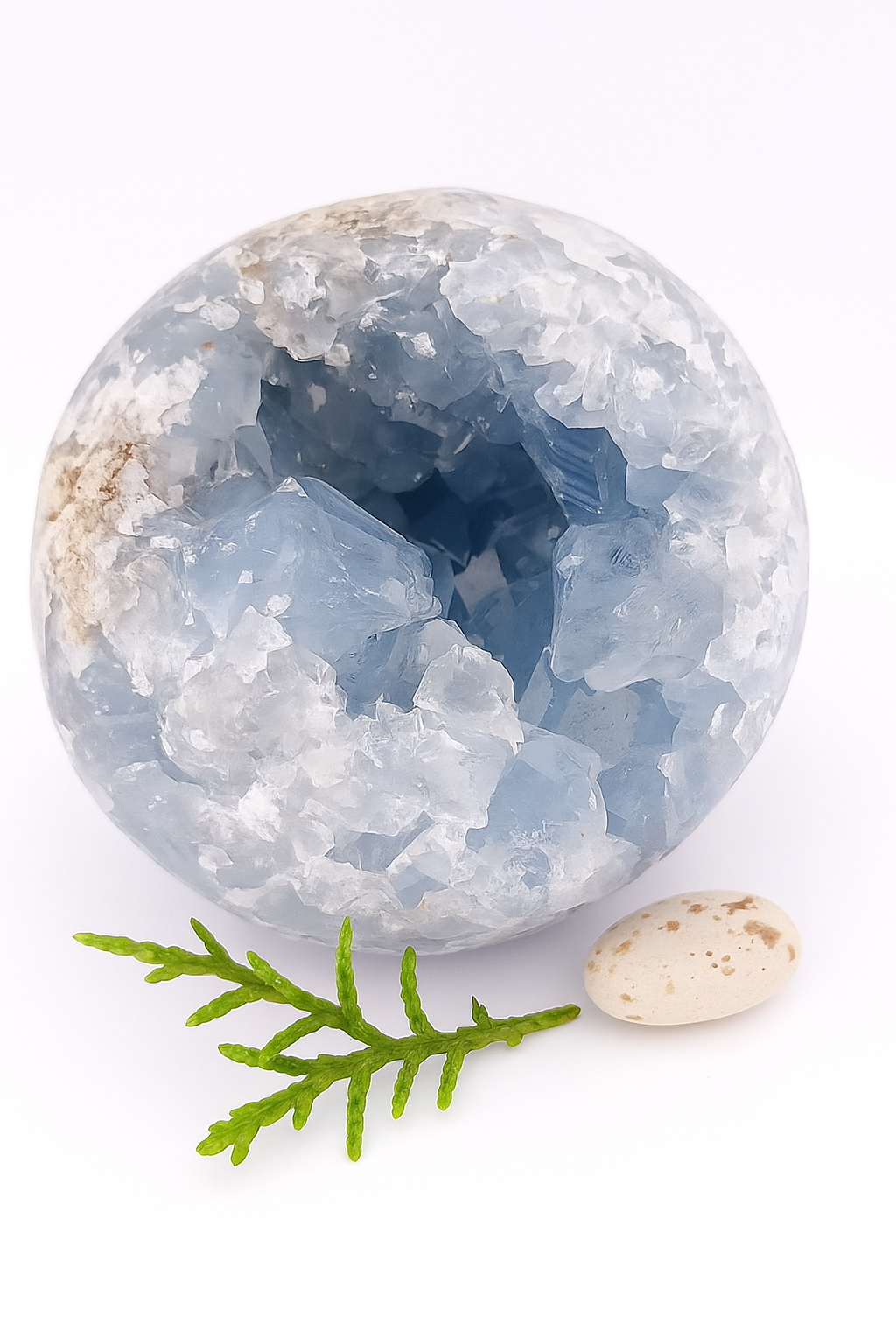 Celestite Crystal Sphere with Clustered Core