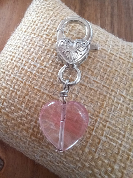 Cherry Quartz Heart Crystal Pet Charm