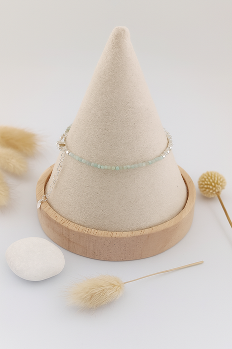 Chrysoprase and Sterling Silver Beaded Bracelet