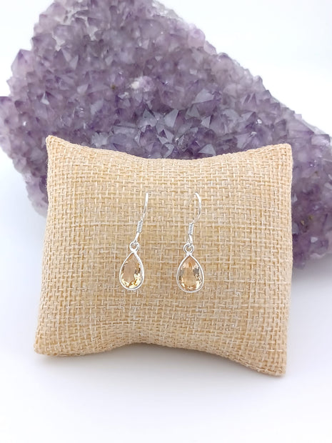 Sterling Silver Citrine Teardrop Earrings