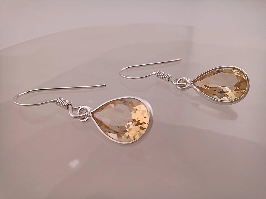Sterling Silver Citrine Teardrop Earrings