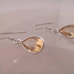 Sterling Silver Citrine Teardrop Earrings
