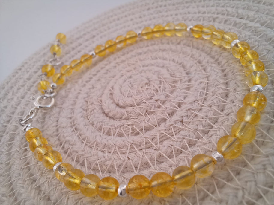 Citrine and Sterling Silver Cluster Bracelet