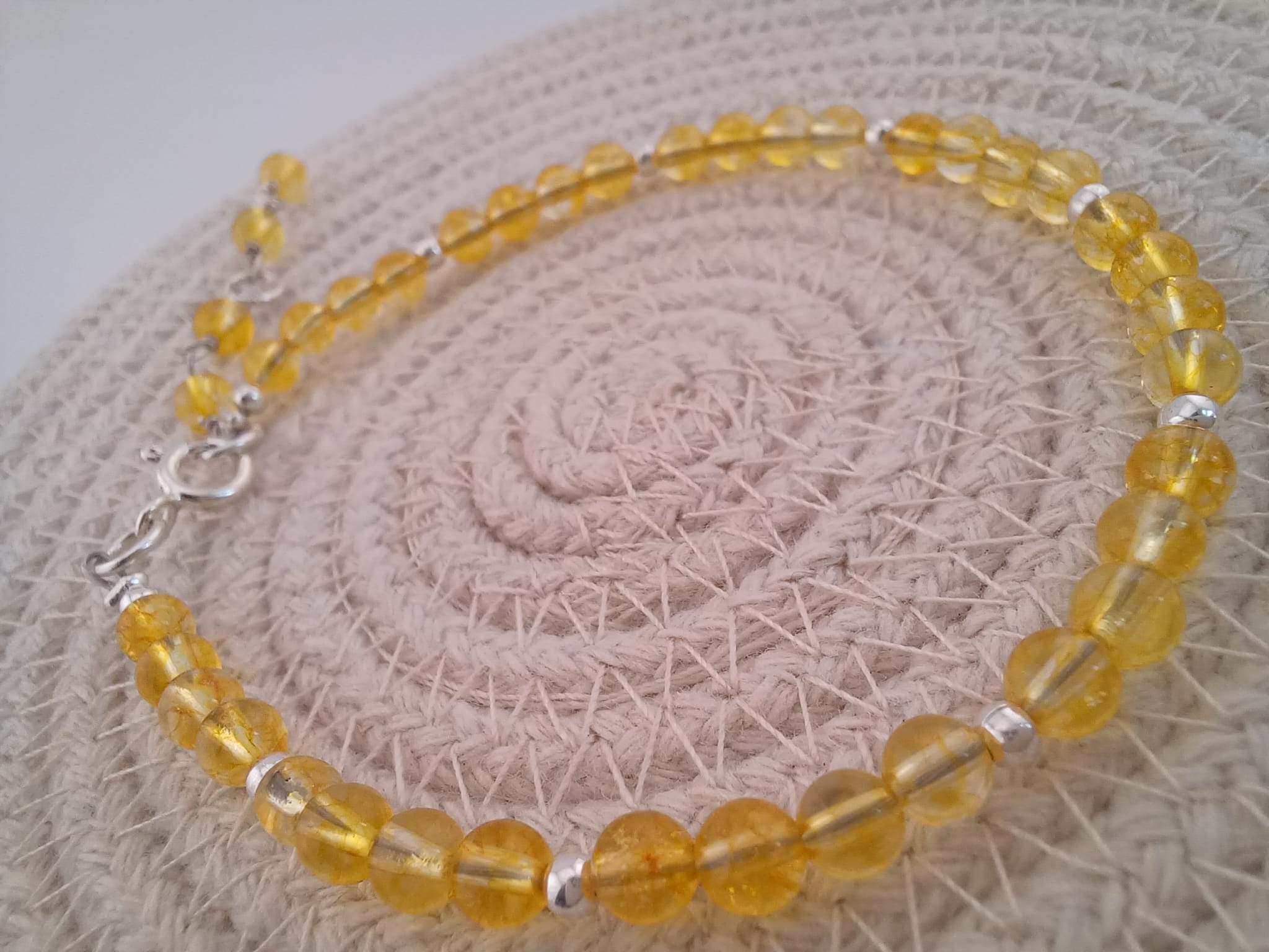 Citrine and Sterling Silver Cluster Bracelet