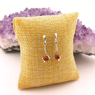 Sterling Silver Cognac Amber Drop Stud Earrings