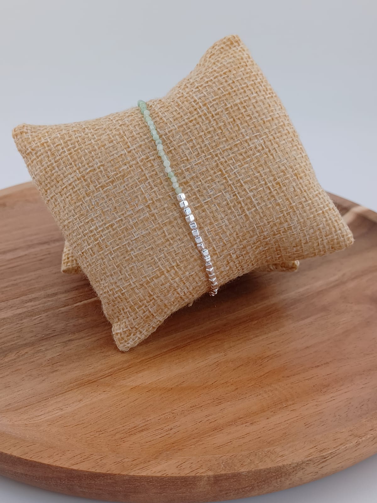 Chrysoprase and Sterling Silver Beaded Bracelet