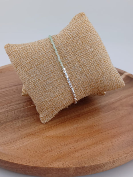 Chrysoprase and Sterling Silver Beaded Bracelet