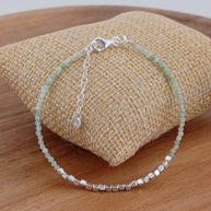 Chrysoprase and Sterling Silver Beaded Bracelet