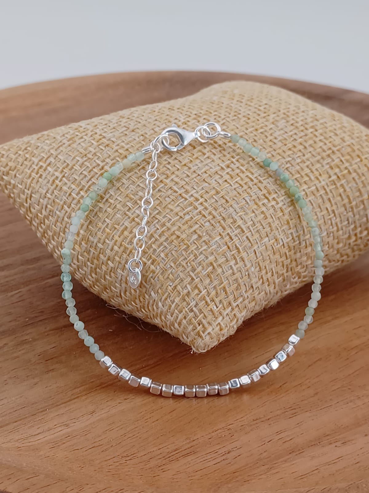 Chrysoprase and Sterling Silver Beaded Bracelet
