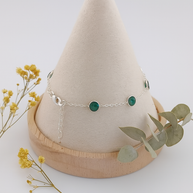 Emerald Quartz Double Centre Link Sterling Silver Bracelet