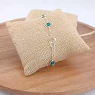 Emerald Quartz Double Centre Link Sterling Silver Bracelet