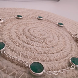 Emerald Quartz Double Centre Link Sterling Silver Bracelet