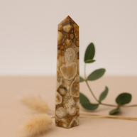 Small Polished Flower Agate Crystal Tower