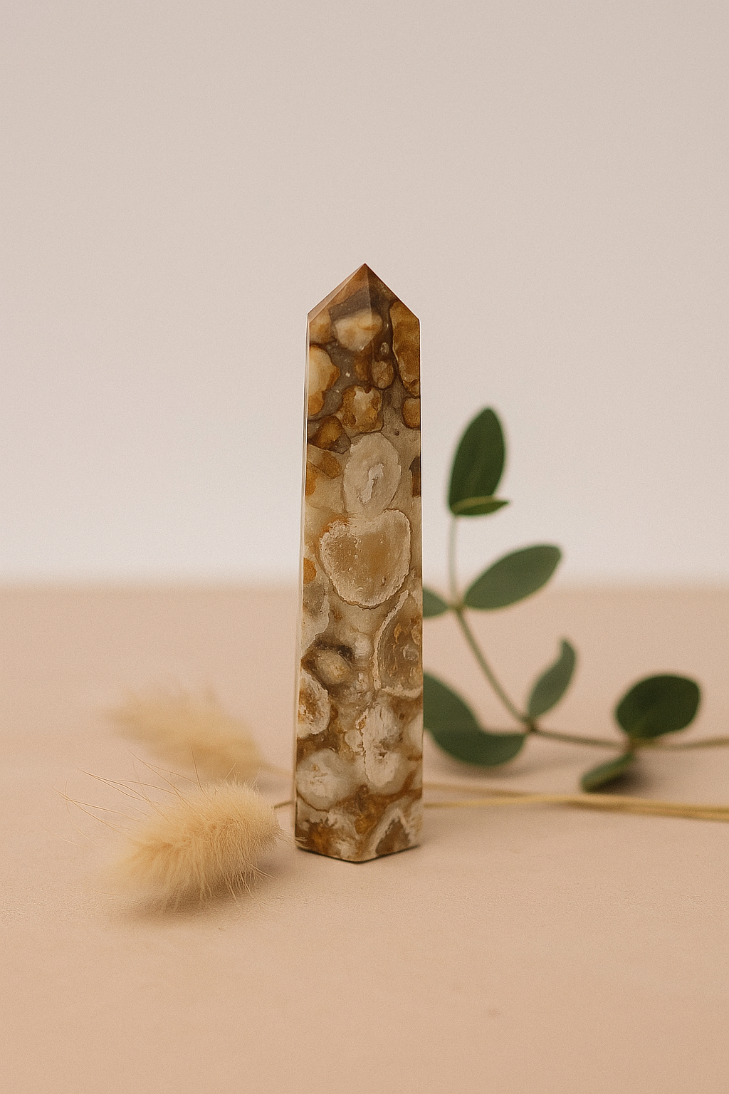Small Polished Flower Agate Crystal Tower