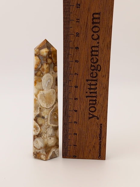 Small Polished Flower Agate Crystal Tower