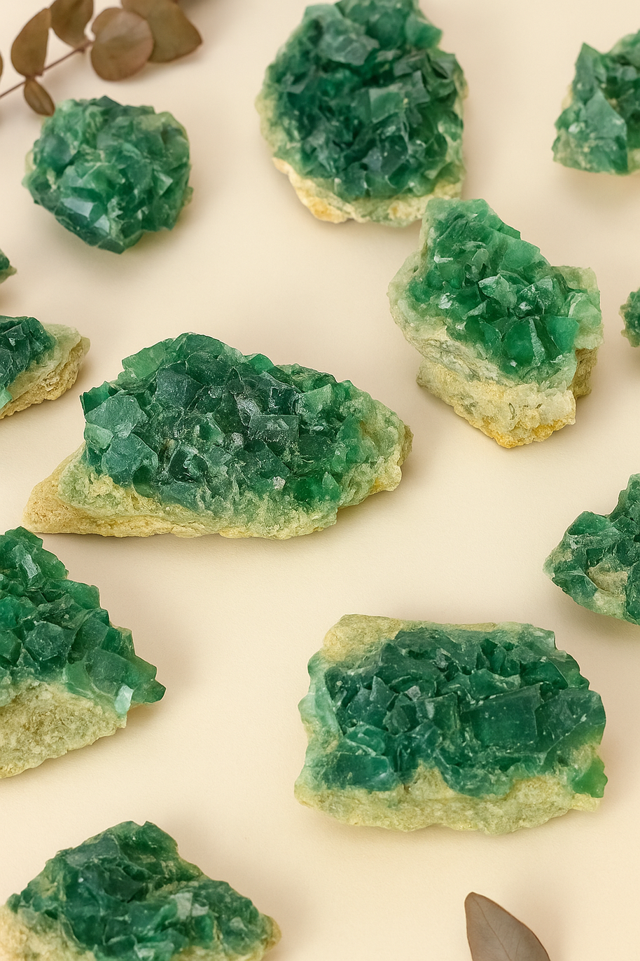 Green Fluorite Crystal Clusters