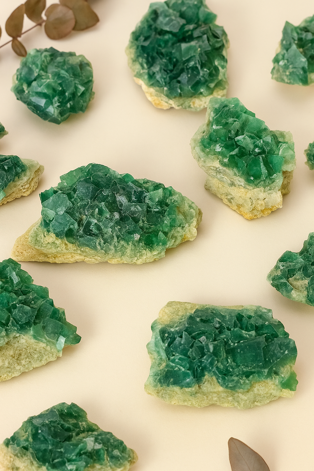 Green Fluorite Crystal Clusters