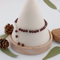 Garnet and Sterling Silver Beaded Bracelet