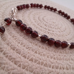 Garnet and Sterling Silver Beaded Bracelet