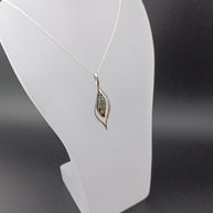 Sterling Silver Green Amber Flame Pendant Necklace – 18” Trace Chain