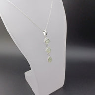 Sterling Silver Green Aventurine Dangle Pendant Necklace – 18” Trace Chain