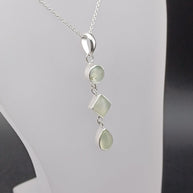 Sterling Silver Green Aventurine Dangle Pendant Necklace – 18” Trace Chain