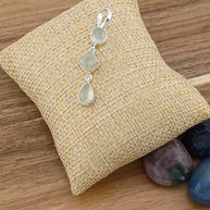 Sterling Silver Green Aventurine Dangle Pendant Necklace – 18” Trace Chain