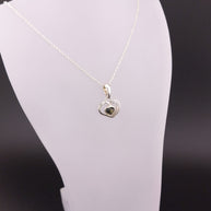 Sterling Silver Green Amber Heart Pendant Necklace – 18” Trace Chain