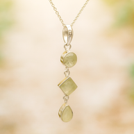 Sterling Silver Green Aventurine Dangle Pendant Necklace – 18” Trace Chain