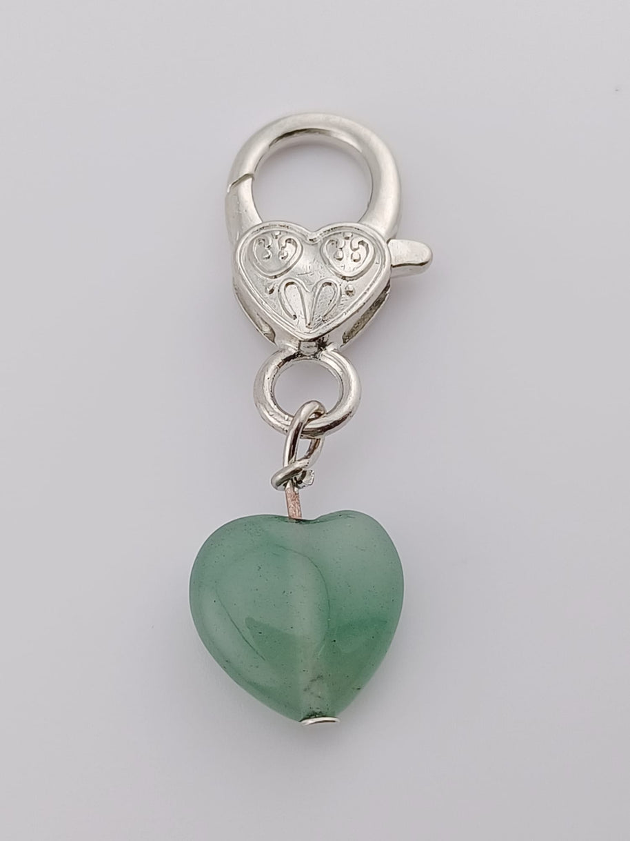 Green Aventurine Heart Crystal Pet Charm