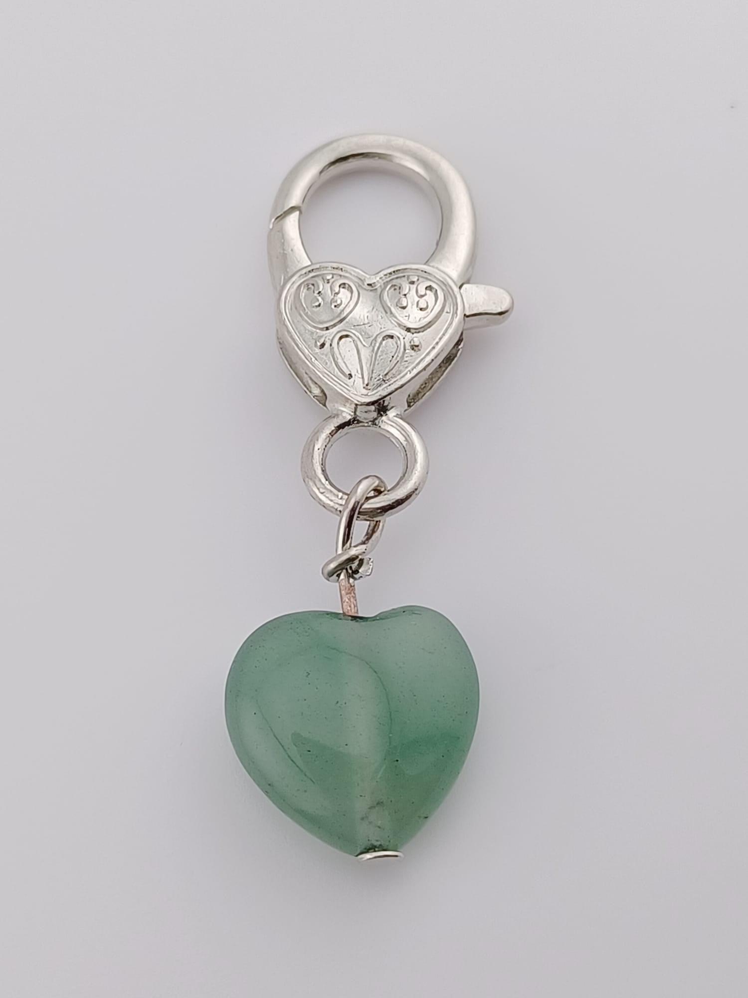 Green Aventurine Heart Crystal Pet Charm