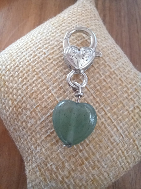 Green Aventurine Heart Crystal Pet Charm