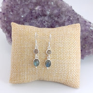 Sterling Silver Labradorite Round & Oval Cabochon Earrings