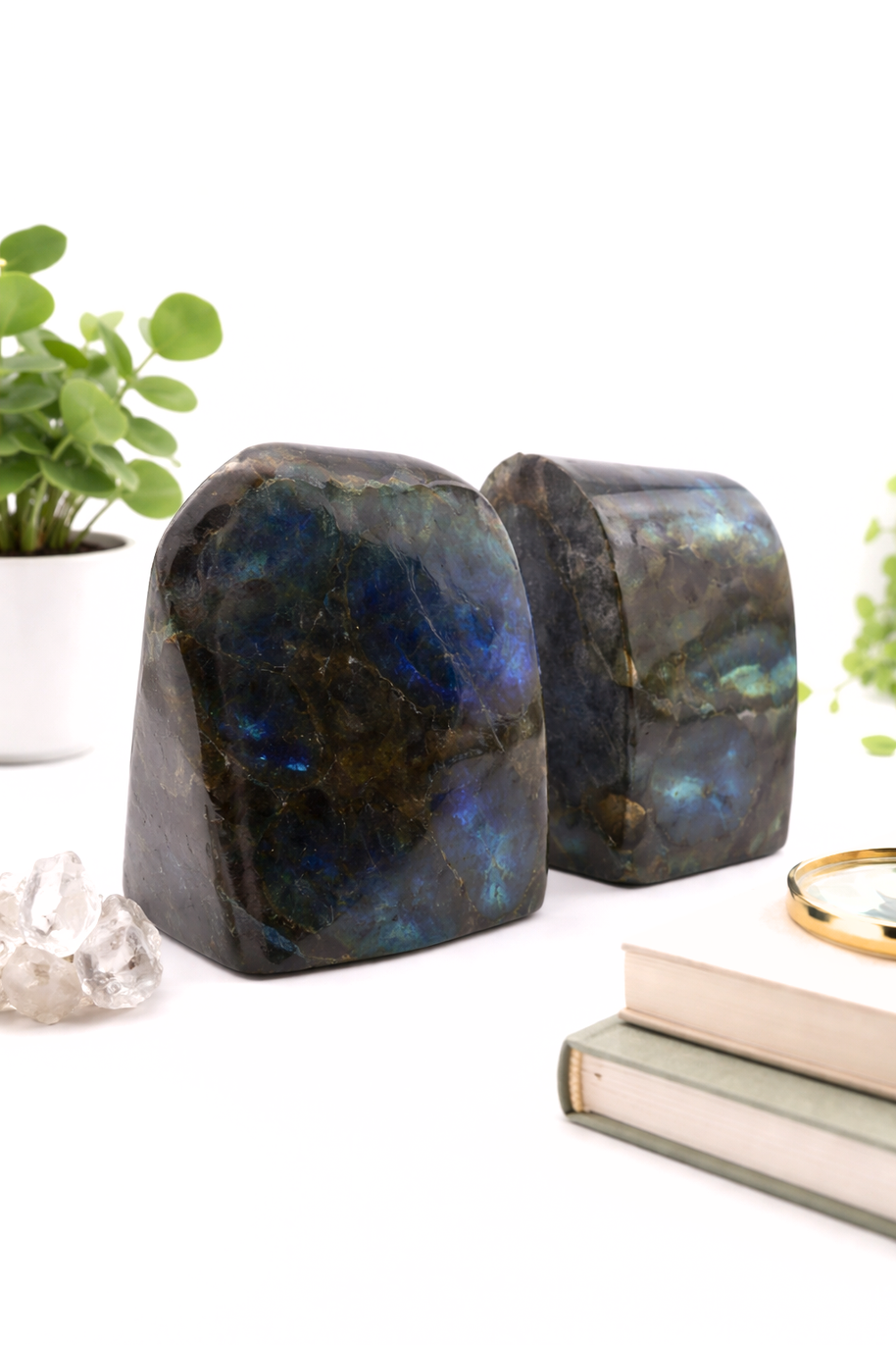 Labradorite Crystal Bookends