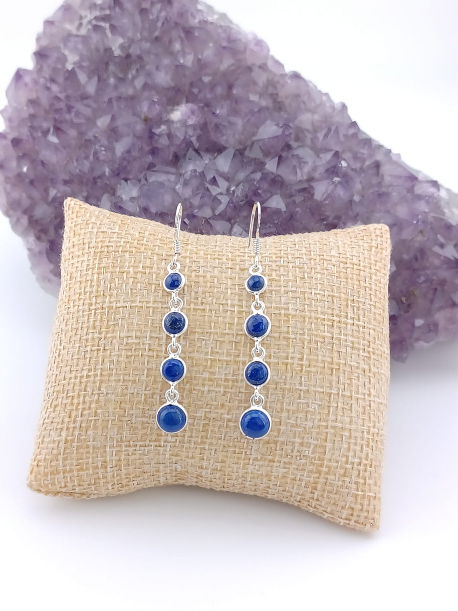 Sterling Silver Triple Circle Lapis Lazuli Earrings