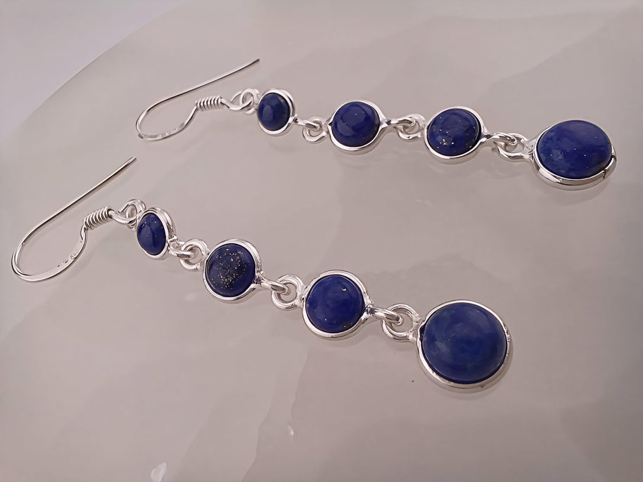 Sterling Silver Triple Circle Lapis Lazuli Earrings