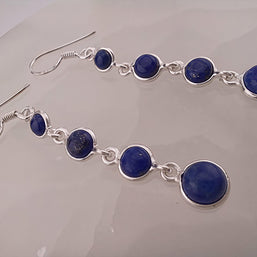 Sterling Silver Triple Circle Lapis Lazuli Earrings