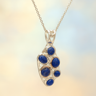 Sterling Silver Lapis Lazuli Pendant Necklace – 18” Trace Chain