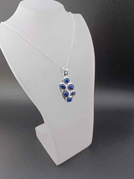 Sterling Silver Lapis Lazuli Pendant Necklace – 18” Trace Chain