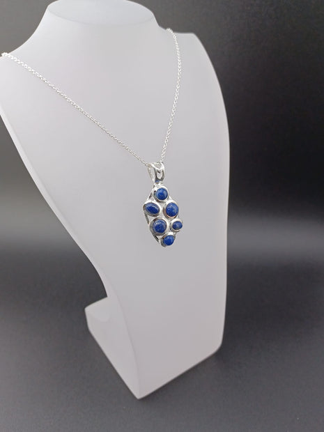 Sterling Silver Lapis Lazuli Pendant Necklace – 18” Trace Chain