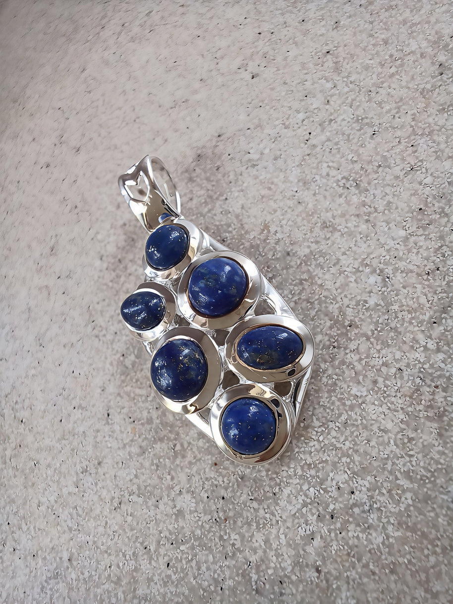 Sterling Silver Lapis Lazuli Pendant Necklace – 18” Trace Chain