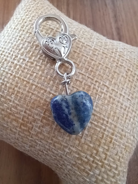Lapis Lazuli Heart Crystal Pet Charm
