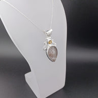 Sterling Silver Lepidocrocite & Citrine Pendant Necklace – 18” Trace Chain