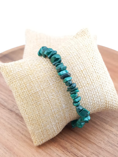 Malachite Chip Stretch Bracelet