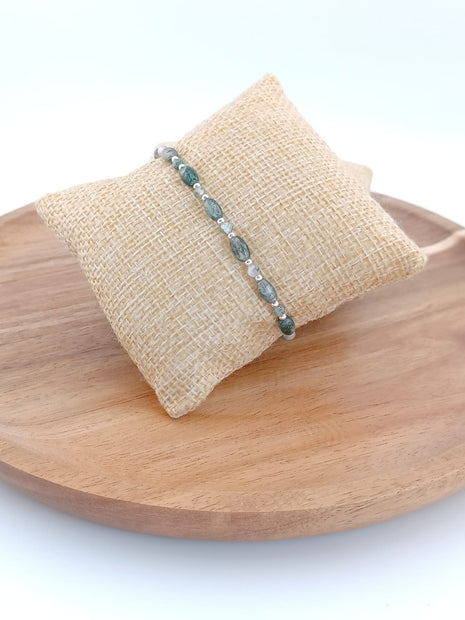 Moss Agate and Sterling Silver Bracelet