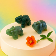 Small Carved Moss Agate Elephant